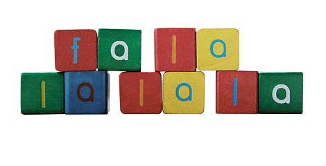 Image showing fa la la la la in children's block letters