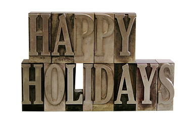 Image showing happy holidays in metal type