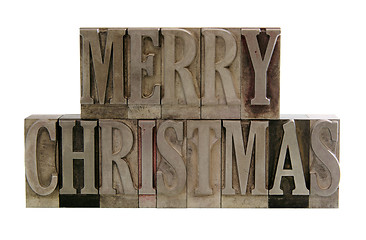 Image showing Merry Christmas in metal type