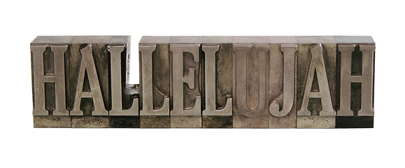 Image showing hallelujah in old metal type