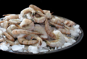 Image showing raw shrimp on ice