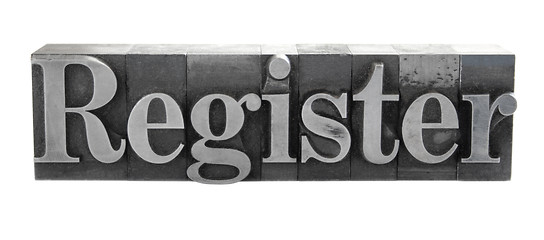 Image showing register in old metal type