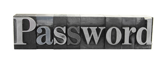 Image showing password in metal type
