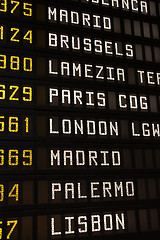 Image showing Airport departures board