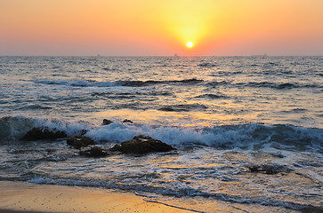 Image showing Sunset on the beach 