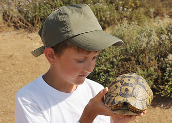 Image showing Boy and Turtle