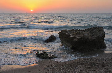 Image showing Sunset on the beach 