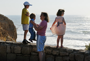 Image showing Family on the beach