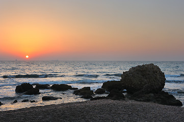 Image showing Sunset on the beach 