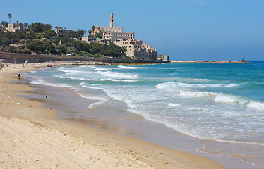 Image showing Sea coast and the view of Old Jaffa