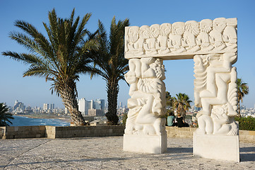 Image showing Sea coast and the view of Tel Aviv