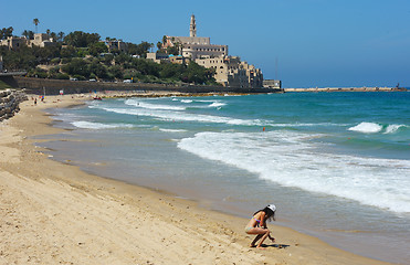 Image showing Sea coast and the view of Old Jaffa