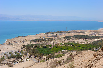 Image showing View of the Dead Sea from the slopes of the Judean mountains.