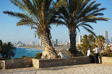 Image showing Sea coast and the view of Tel Aviv