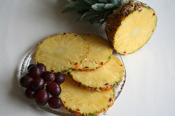 Image showing Grapes and pineapple