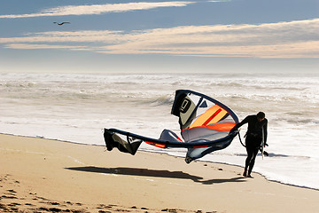 Image showing Kite surfer on the beach