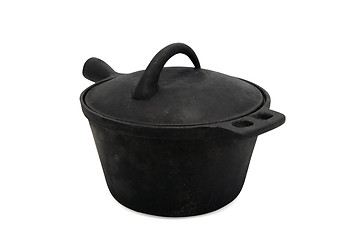 Image showing Black cast-iron pot