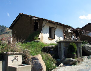 Image showing Old houses and blue skies. Kakopetria. Cyprus