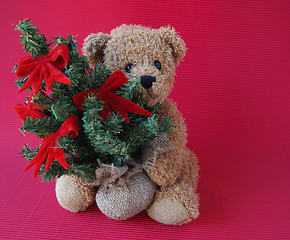 Image showing teddy bear with Christmas tree