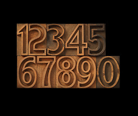 Image showing outline numbers in old wood type