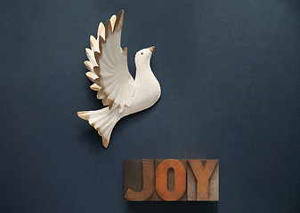 Image showing white dove with the word joy