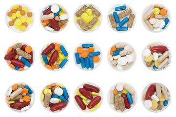 Image showing differently colored and shaped pills