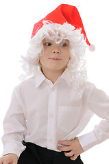 Image showing  child in a hat santa claus