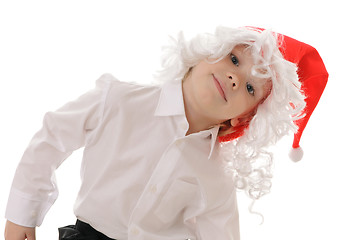 Image showing child in a hat santa claus