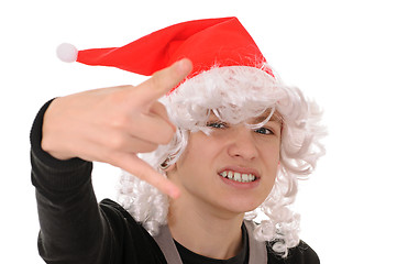 Image showing teenager in  hat santa