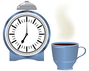 Image showing Alarm clock and coffee mug.