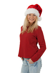 Image showing Casual Christmas girl smiling