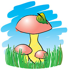 Image showing Three mushrooms.