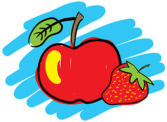 Image showing Strawberry and red apple.