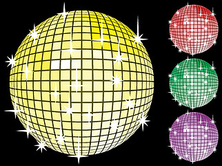 Image showing Colored set of mirror disco-balls.