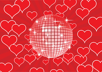 Image showing Disco ball on a red background.