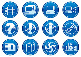 Image showing Gadget icons set. White - dark blue palette.