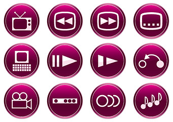 Image showing Gadget icons set. White - purple palette.