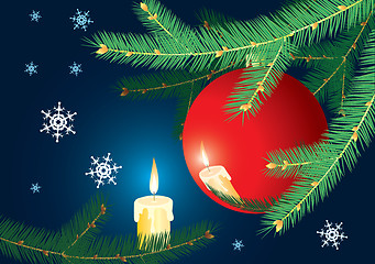 Image showing Christmas-tree branch and candle.