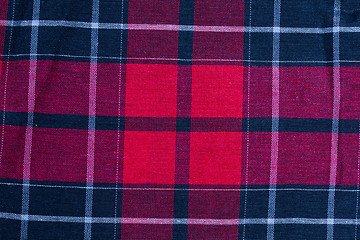Image showing Texture of red-black checkered fabric 