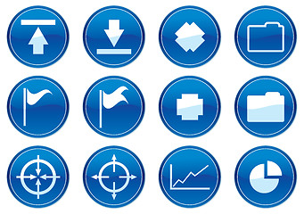 Image showing Gadget icons set. White - dark blue palette.