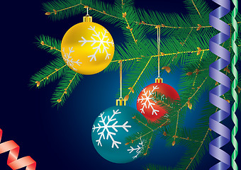 Image showing Decorated christmas-tree branche.