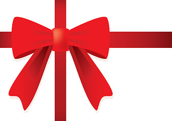 Image showing Ribbon and red bow for gift.