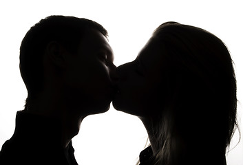 Image showing Young couple kissing   