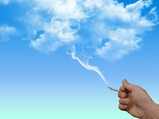Image showing Smoker - Skull in Clouds