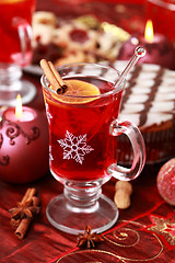 Image showing Hot wine punch for winter and Christmas