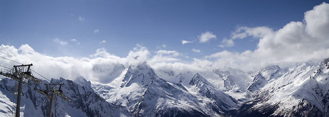 Image showing Panorama Mountains. Ski resort.