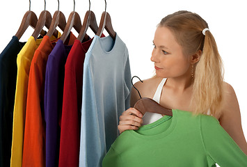 Image showing Young woman in a clothing store