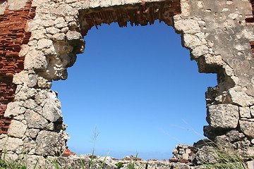 Image showing Ruin Wall with Blue Sky