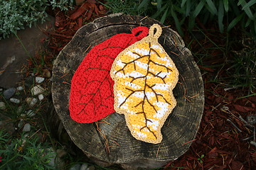 Image showing Crocheted Leaves Potholders