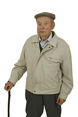 Image showing Senior with walking stick